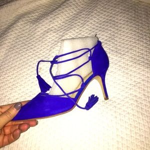 Marc fisher lace up cobalt heels